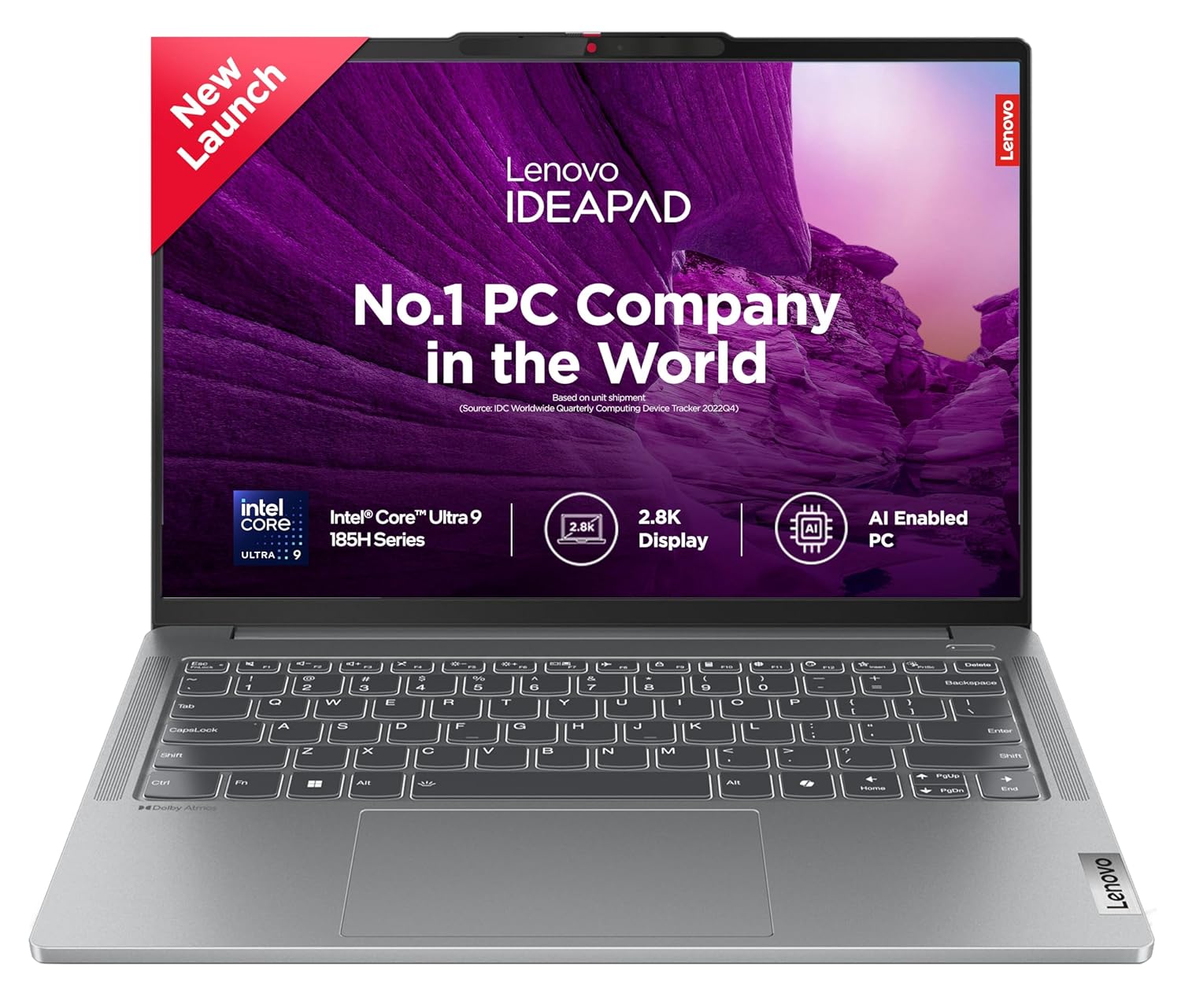 Lenovo IdeaPad Pro 5, Intel Core Ultra 9 185H, 32GB RAM, 1TB SSD, 2.8K-OLED 400Nits 120Hz, 14″/35.5cm, Windows 11, MS Office 21, Grey, 1.4Kg, 83D2001GIN,IntelArc GPU, FHD+IRCam, AI Powered Laptop
