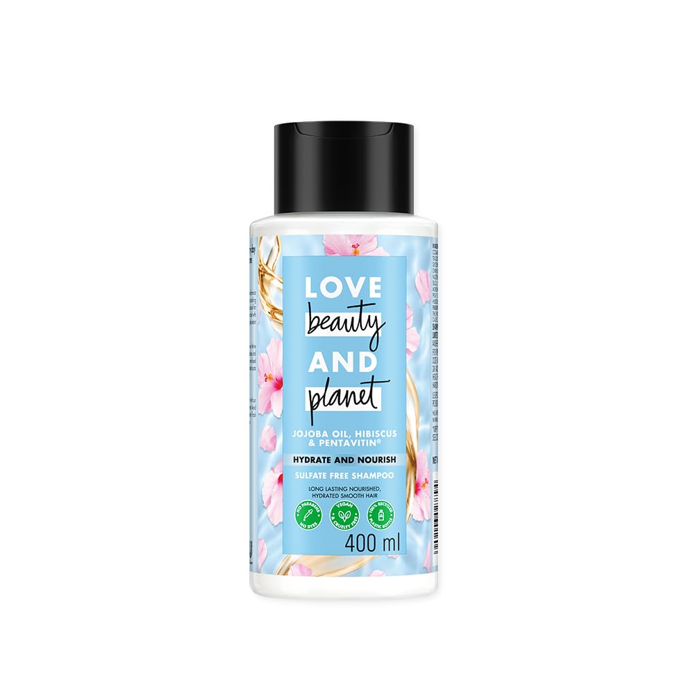 Love Beauty And Planet Jojoba oil, Hibiscus & Pentavitin Hydrate & Nourish Sulfate Free Shampoo 400ml