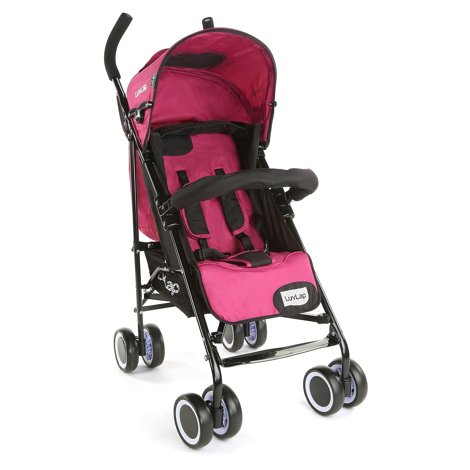 LuvLap City Baby Stroller/Buggy, Lightweight, Compact & Travel Friendly Baby pram, for 6-36 Months Baby, 5 Point Safety Harness, Adjustable seat Recline, extendable Canopy, 15Kg Capacity (Pink)
