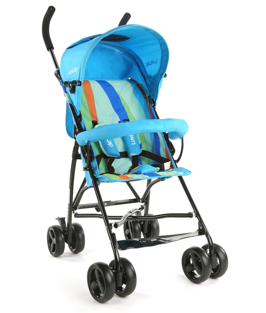 LuvLap Tutti Fruti Baby Stroller/Buggy, Lightweight, Compact & Travel Friendly Baby Pram for 6-36 Months, 5 Point Safety Harness, Adjustable seat Recline, Extendable Canopy, Upto 15Kg (Light Blue)