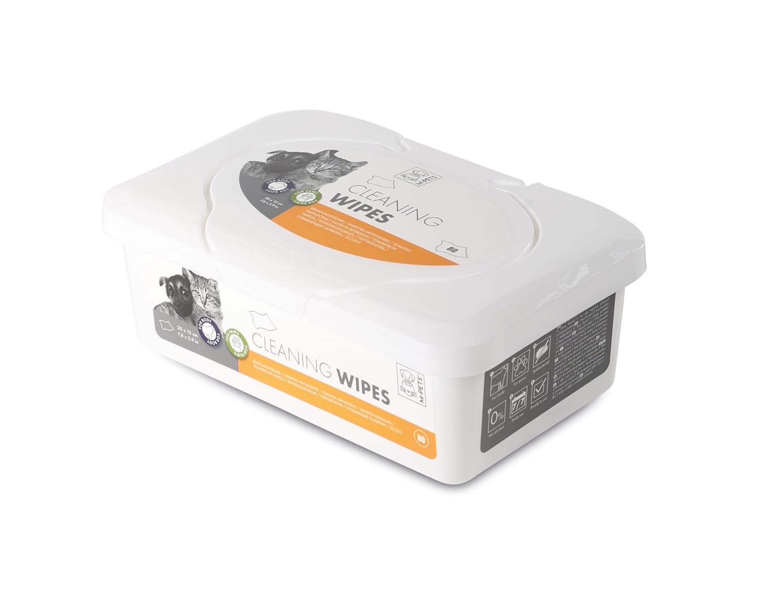 M-PETS Pet Cleaning & Grooming Wipes for Dogs & Cats, Hypoallergenic, Nourishing & Moisturizing, Removes Odour, Dirt, Dander, for Daily Use, Alcohol & Paraben Free (80 Wipes)