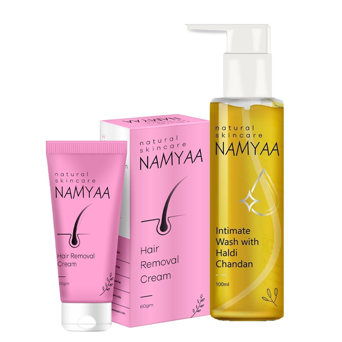 Namyaa women Intimate Hygiene Care Set-Hair Removal Cream 60gm & Haldi Chandan Hygiene Wash 100Ml Pack Of 2 (2)