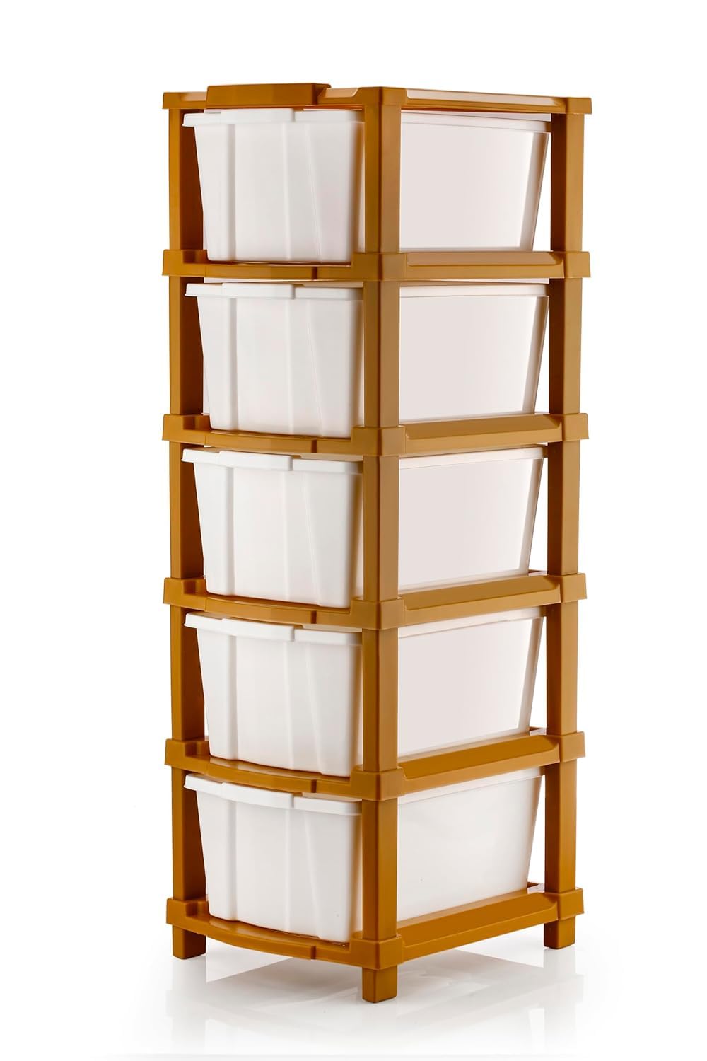 REKIRO 5 XL Plastic Modular Drawer System for Home, Office, Hospital, Parlor, School, Doctors, Home and Kids, Product Dimension When assembeled (28cmx35cmx87cm) (WHITE, 5XL)