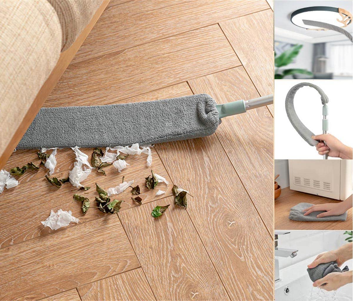 Retractable Gap Dust Cleaner Under Appliance Microfiber Duster Dust Brush with Extension Pole, Cleaning Duster for Bed Sofa High Ceilings Furniture Bottom Household Gap Duster