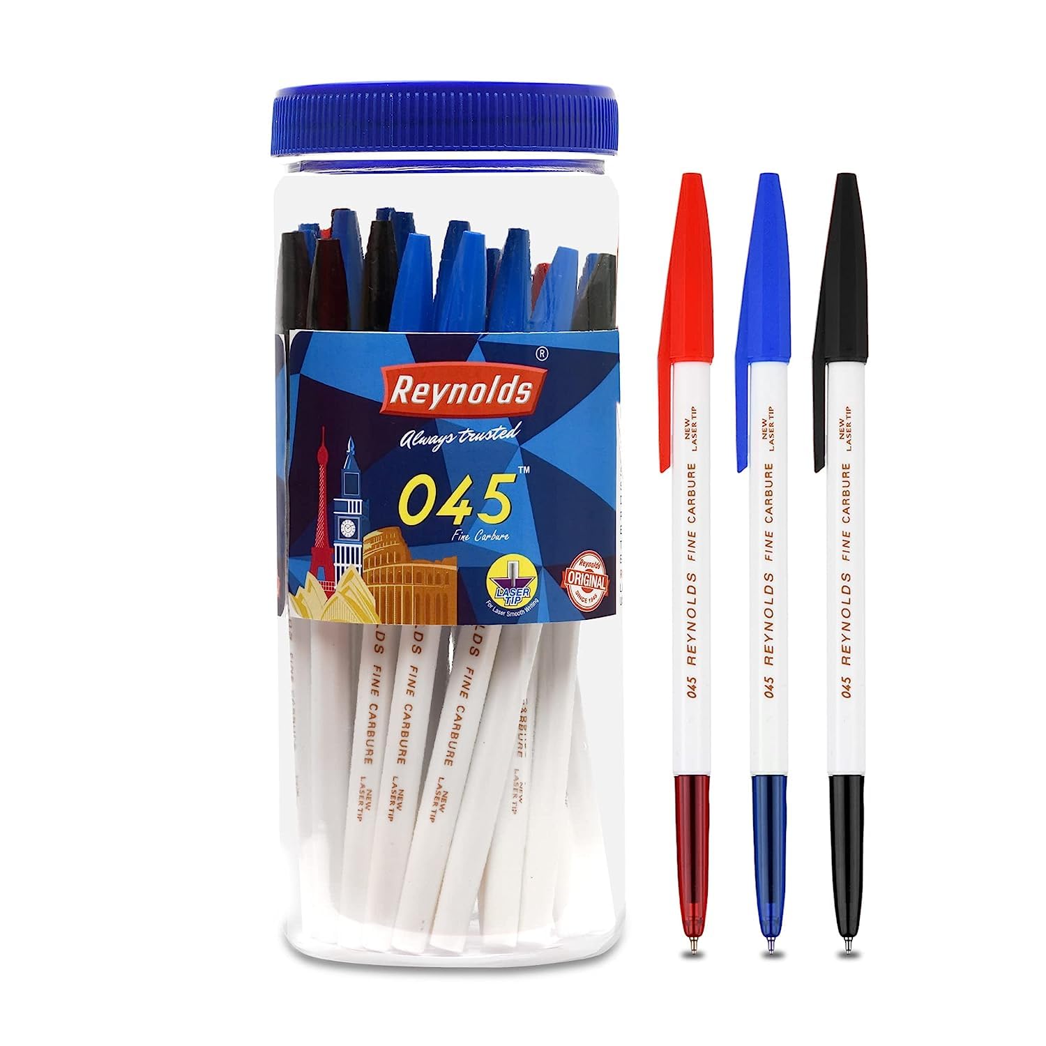 Reynolds 045 Ball Pen SET – 25 PENS (16 BLUE, 6 Black, 3 Red) | PENS WITH COMFORTABLE GRIP |BALL PENS FOR WRITING | PEN FOR STUDENTS & OFFICE STATIONERY | 0.7 mm TIP SIZE