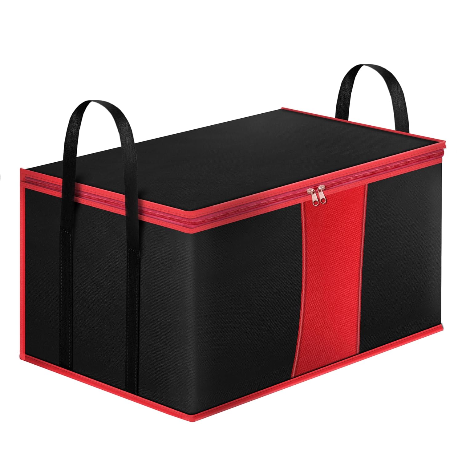 Storite Multi-Purpose Moisture Proof Heavy Duty 1680 Denier Nylon 110 L Super-Size Large Toys/Stationery Paper/Blankets/Clothes Storage Bag -Black/Red (63.5 x 45.7 x 38 cm, Rectangular)