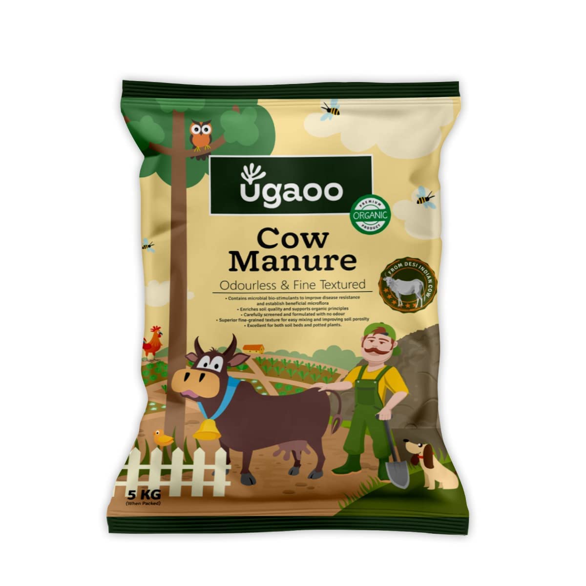 Ugaoo Cow Dung Manure Fertilizers for Plants & Home Gardening – 5 kg