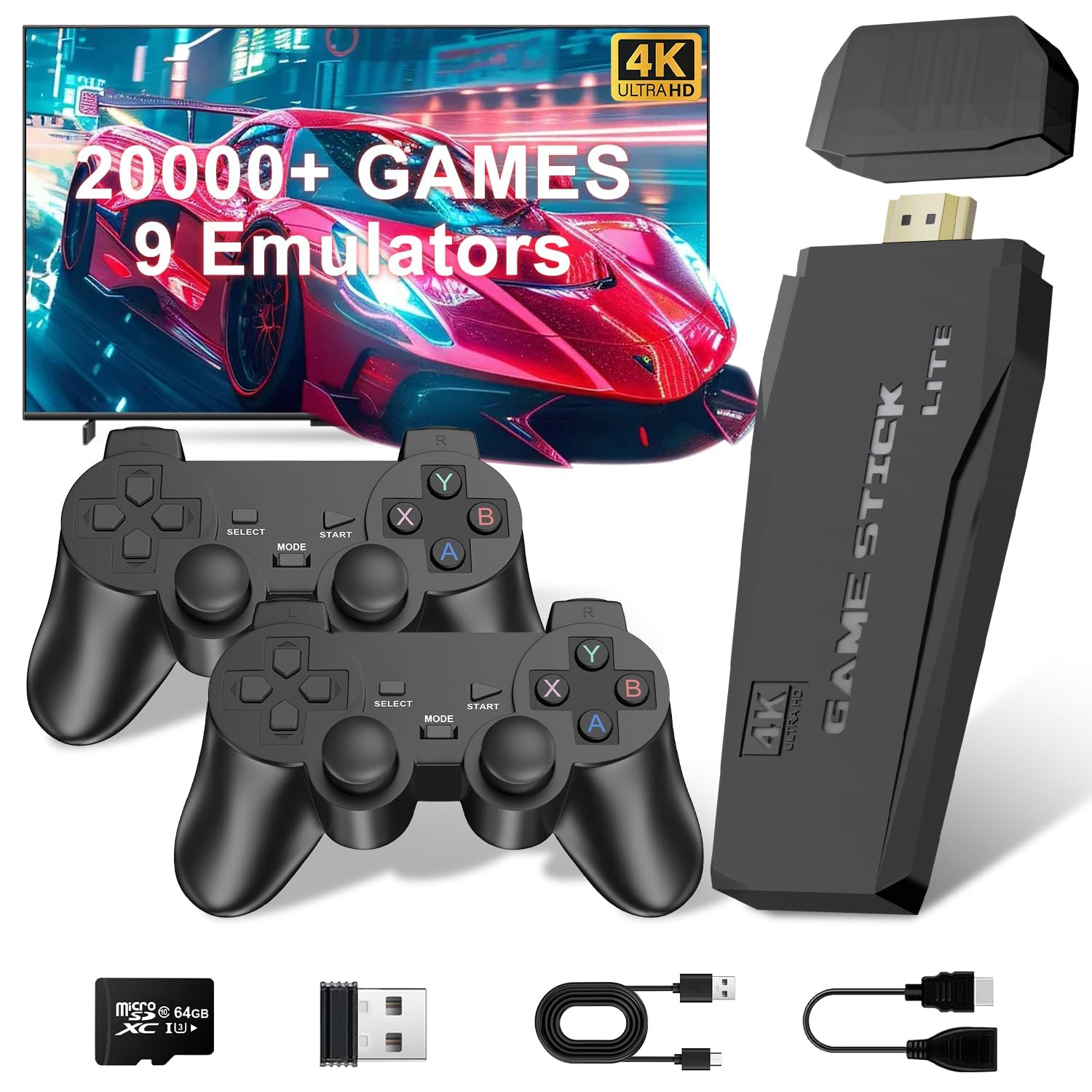 Viart Creation™ Video Games for Kids Wireless Video Games for tv Gaming 64GB Old School Station Video Game HD Games Console Built in 21000 Game Console HDMI Output TV Video Game Console