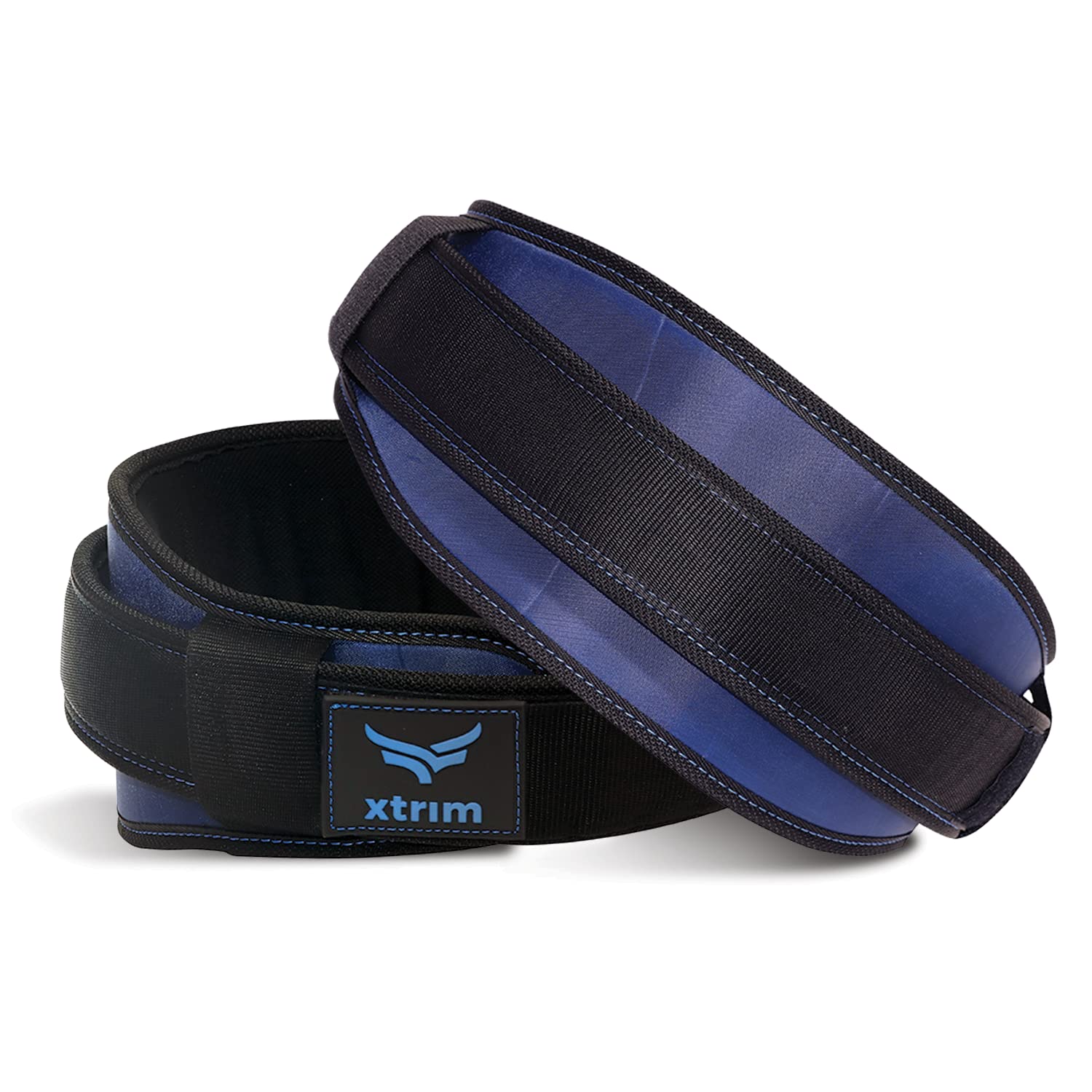 XTRIM Wings 6-Inches Unisex Weightlifting Gym Belt Ultra-Light Foam Core for Fitness Workout, Double Belt Contoured Design, Reinforced Stitching for Durability, Hook & Loop Closure (Navy, XL)