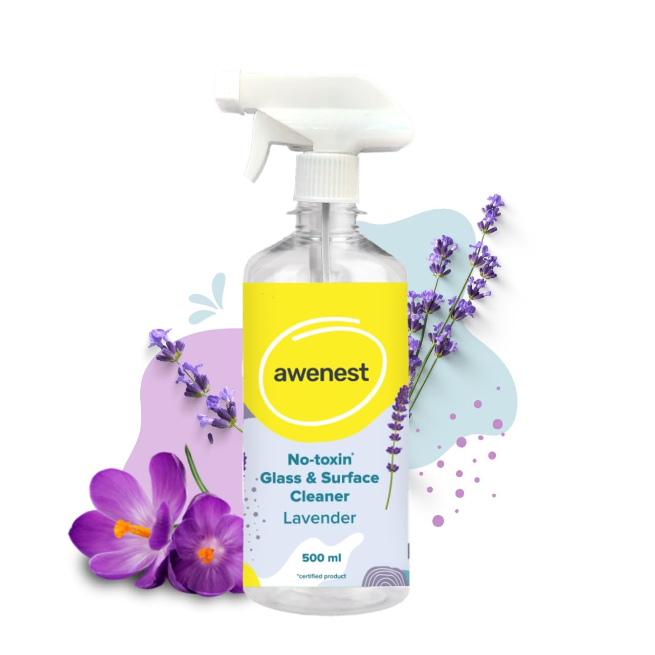 awenest Plant Based Glass and Multipurpose Cleaner Concentrate Refill with Sea Salt & Lavender | All Purpose Cleaner for Glass, Bathroom, Kitchen | Stain Remover | Organic | Eco-Friendly (500ml)