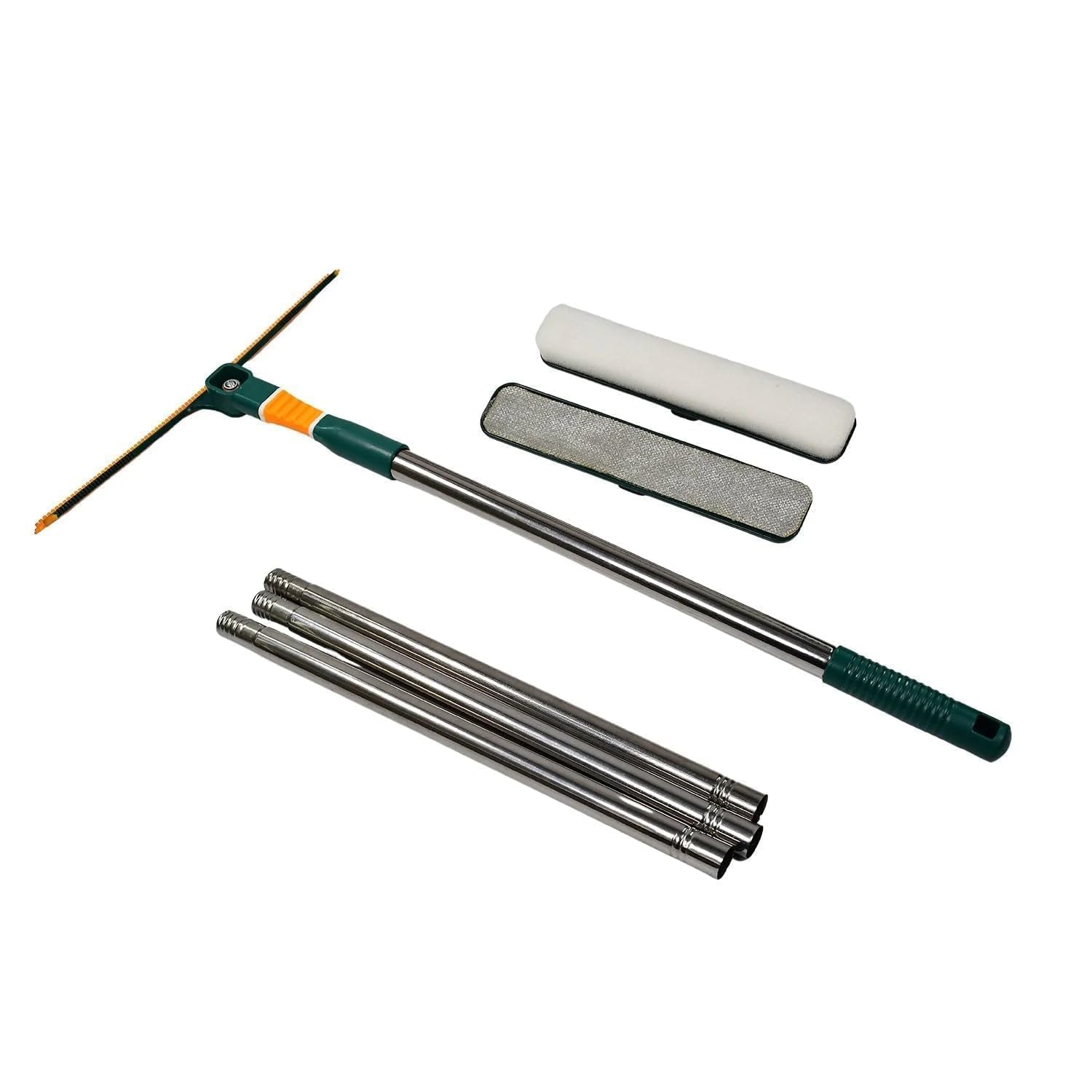 magicga 3 in 1 Glass Wiper Double Sided Window Screen Wiper Rotatable Glass Cleaning Brush with Long Handle for Home/Office/Kitchen Household Cleaning Supplies (Pack of 1,Multicolor)