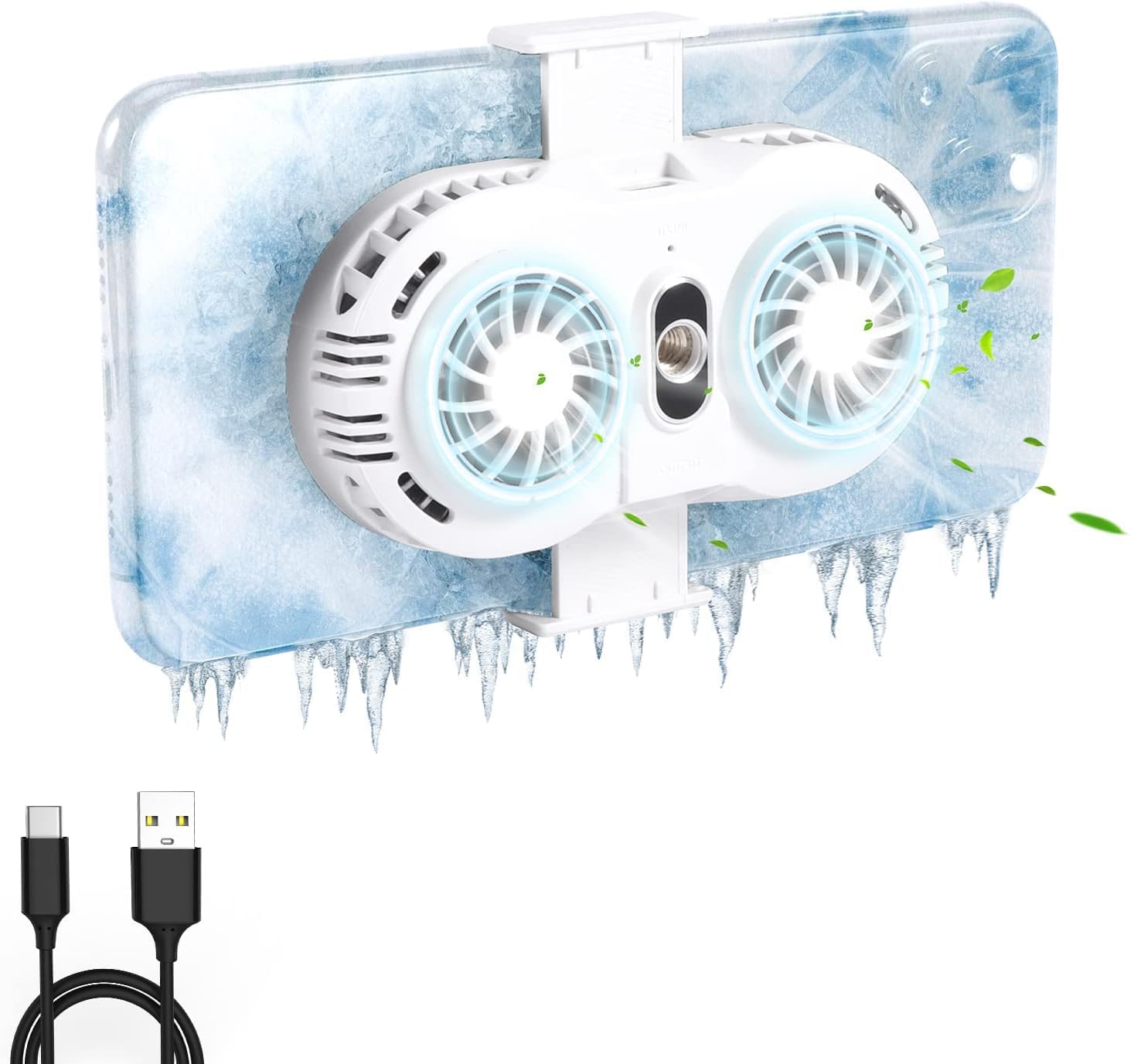 Cloyster Phone Cooler with Rechargeable Battery, Phone Cooling Fan for Gaming Fit All Types of Phone Android Smartphones, Mobile Phone Radiator with LED Temperature Display,Universal Clamp (CL-02)