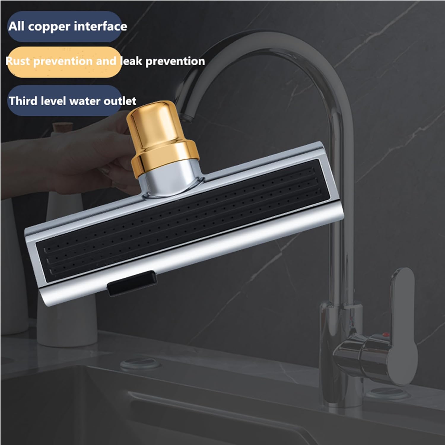 Multifunctional Sink Faucet Sprayer Adapter ， New Waterfall Kitchen Faucet Filter， 360° Swivelling Anti-Splash Device Kitchen Waterfall Faucet ，Faucet Replacement Accessories…