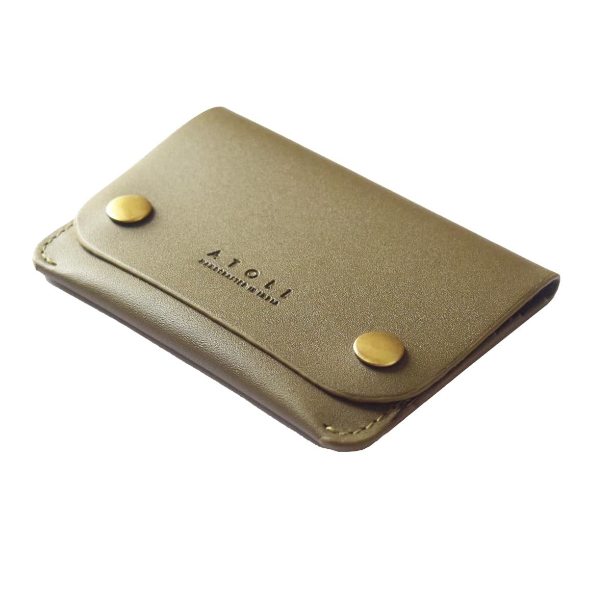 Atoll Leather Wallet for Men, Snap Button Closing, 3 Slots, Compact Credit Card Holder and Cash Compartment