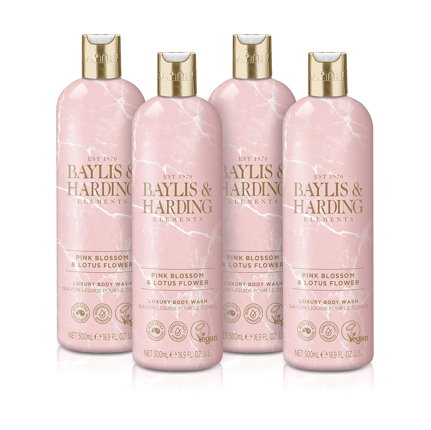 Baylis & Harding Elements Pink Blossom & Lotus Flower Luxury Body Wash, 500 ml (Pack of 1) – Vegan Friendly