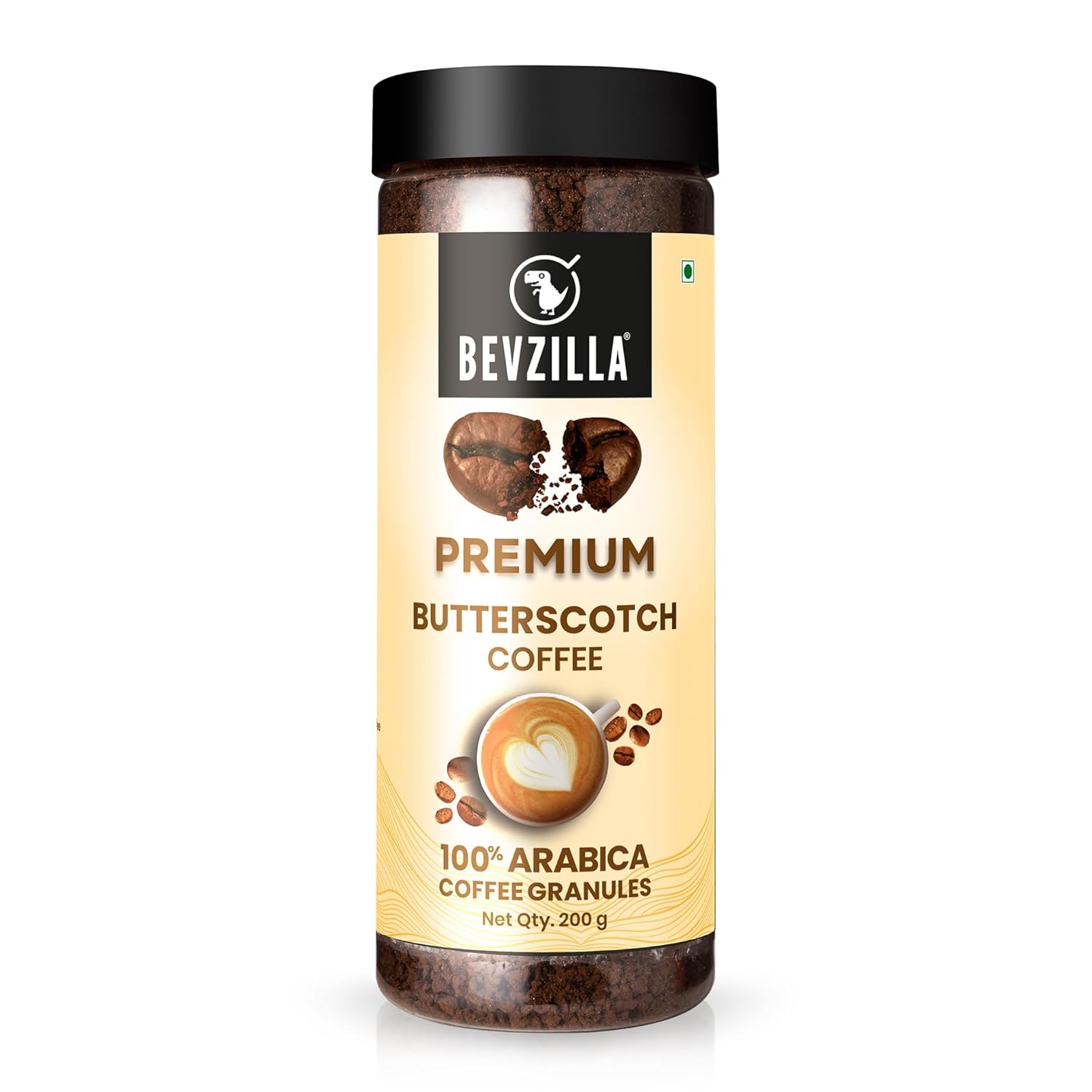 Bevzilla 200 Gram Instant (Butterscotch) Coffee Powder | Make 100 Cups | 100% Arabica Beans|Best For Espresso, Latte & Cappucino| Hot & Cold Coffee | Unbreakable Jar