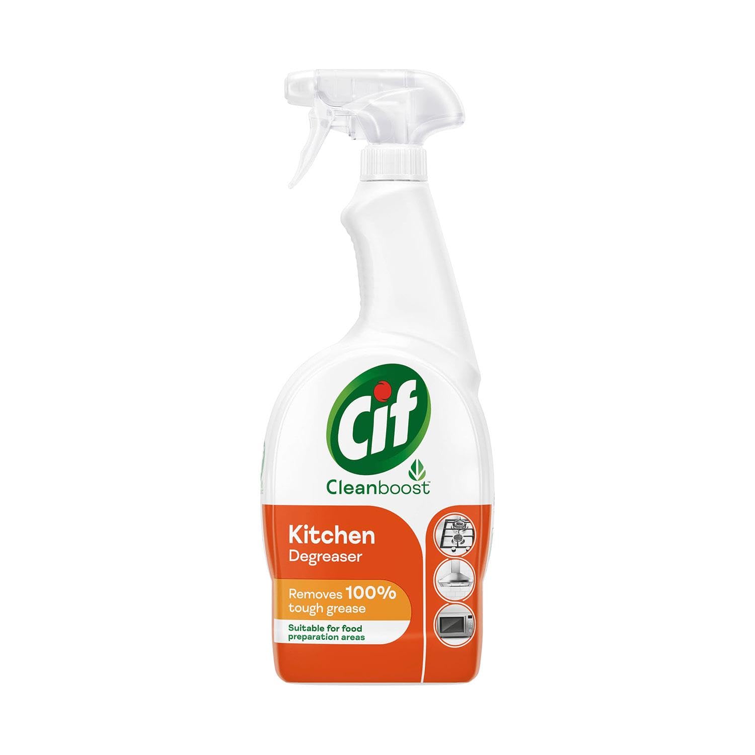 CIF Power & Shine Kitchen Cleaner Spray, Tough Grease & Stain Removal, Suitable for Chimney, Gas Stove, Hob, Tap, Tiles & Sink, 700ml