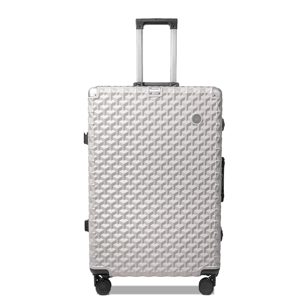 CLUB HACHI Cubex Hard PC Trolley Luggage, Large Size, 100% Polycarbonate, Lightweight and Durable, Silent Wheels, Anti-Theft with Aluminium Frame, and 3 TSA Locks, 28-Inch, Moonlight Frost