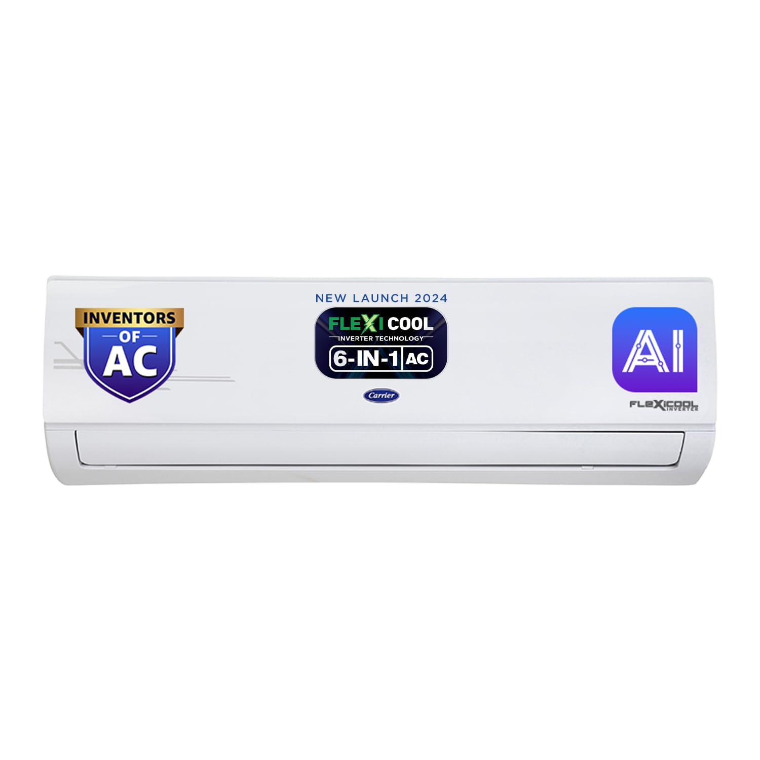 Carrier 1 Ton 5 Star AI Flexicool Inverter Split AC (Copper, Convertible 6-in-1 Cooling,Dual Filtration with HD & PM 2.5 Filter, Auto Cleanser, ESTER Exi, CAI12ES5R34F1,White)