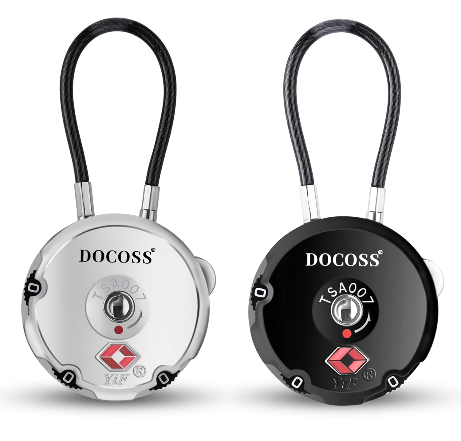 DOCOSS Metal TSA Locks, USA International Number Password Combination Luggage Travel Bag Locks – Pack of 2 (Black, Silver)