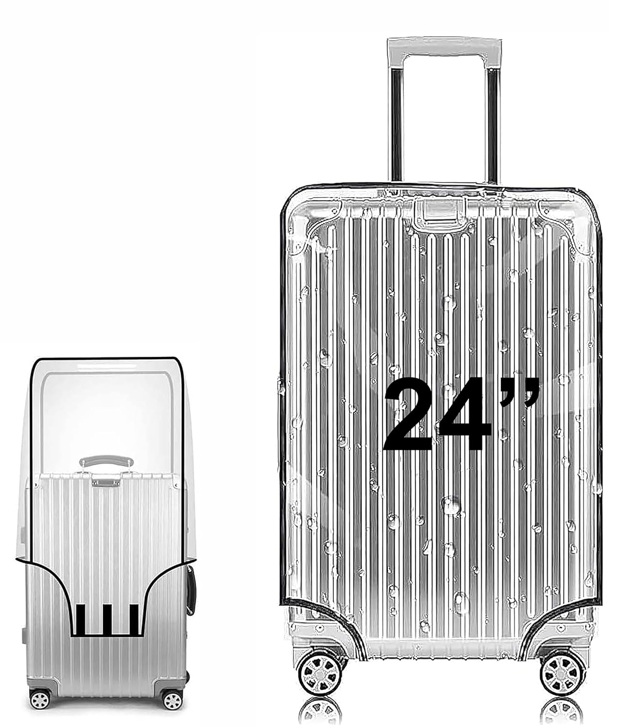 Fancy Walas 24 Inch Set of 1 Trolley Bag Cover/Suitcase Bag Cover/Waterproof Dustproof Luggage Cover/Zippered Clear PVC Suitcase Covers Protectors (24 Inch Set of 1)