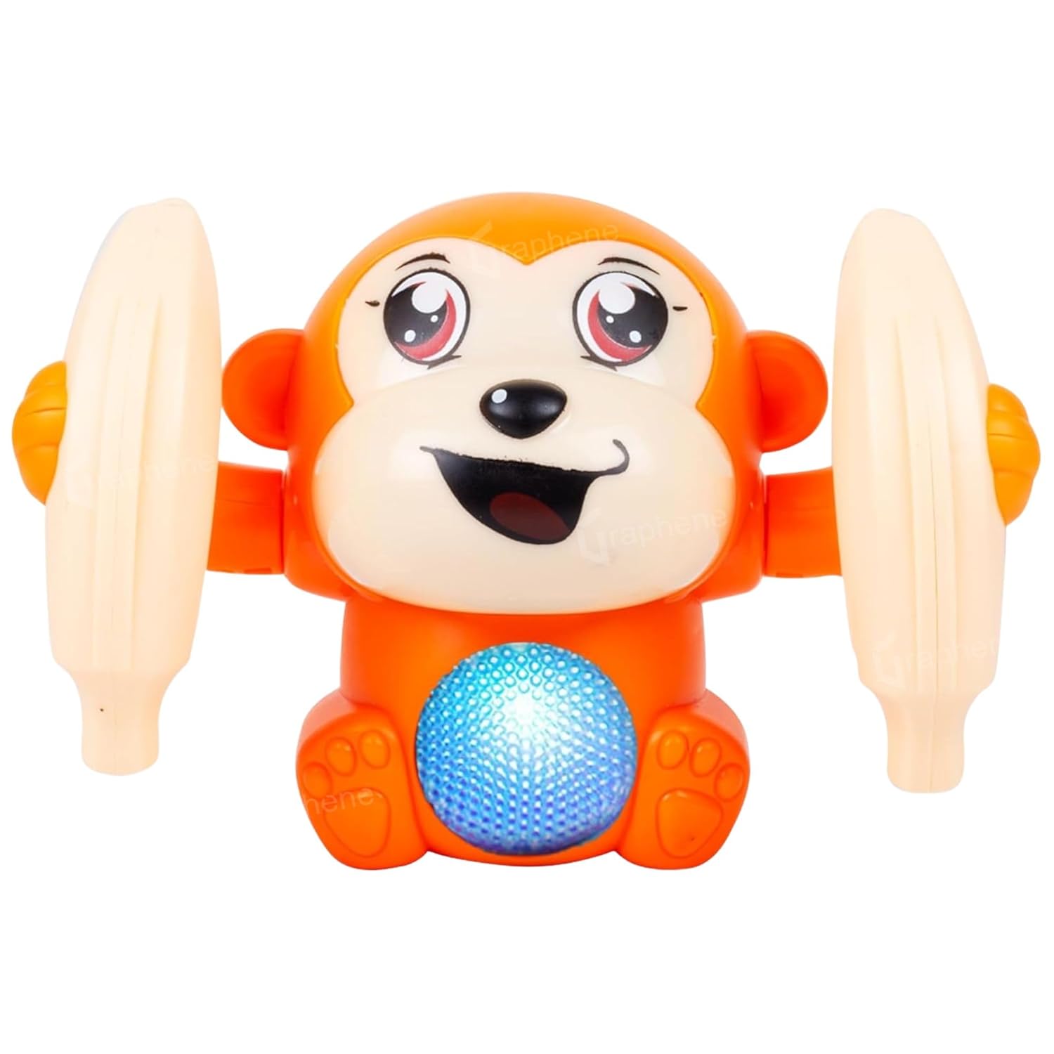 GRAPHENE Dancing and Spinning Voice Control Monkey Toy with Light and Sound, Interactive Baby Toy with Crawling Feature, Cute Banana Monkey, for Kids for Music, Fun & Learnings