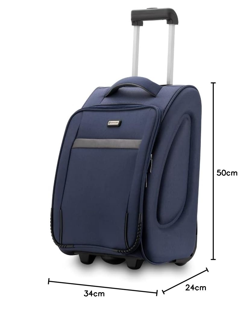 HARISSONS Sleek 38L Overnighter Trolley Bag with Wheel for Travel | Small Cabin Luggage Suitcase for Men & Women (Navy)