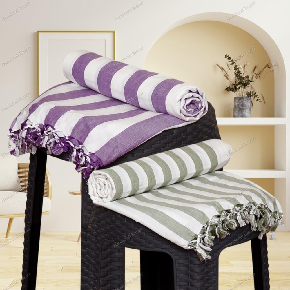 Handicraft Bazarr 2 Pcs Combo Ethnic Vintage Cotton Tapestry Handloom Traditional Living Room Decor Bedsheet Chadar Top Sheet Blanket 90×50 Inch