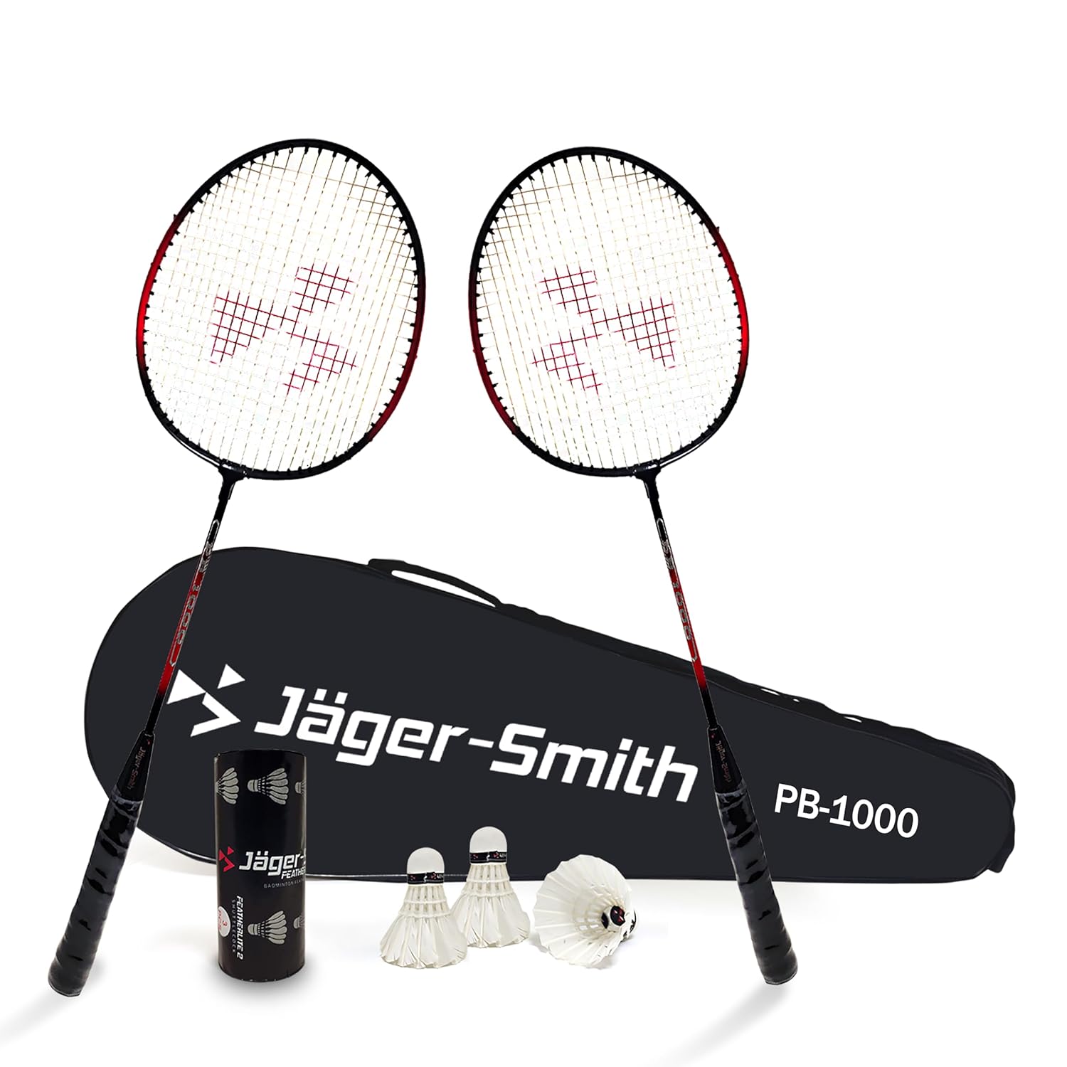 Jager-Smith PB 1000 Badminton Combo & Featherlite 2 (Pack of 3) Feather Shuttles with Steel Shaft & Full Body Cover