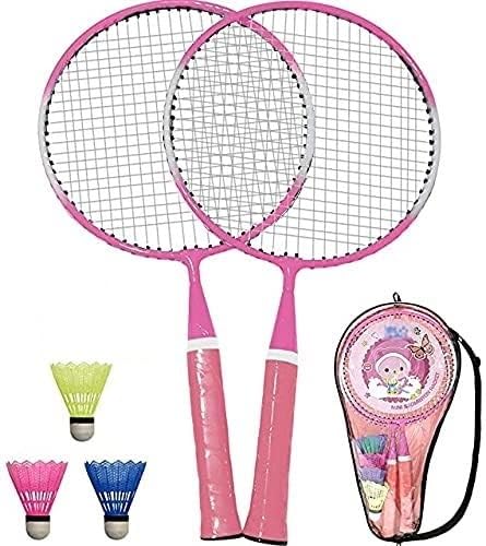 LABH TRADERS Kids Badminton Set, 2 Rackets, 3 Shuttlecocks, Carry Case, Multicolour, Aluminium