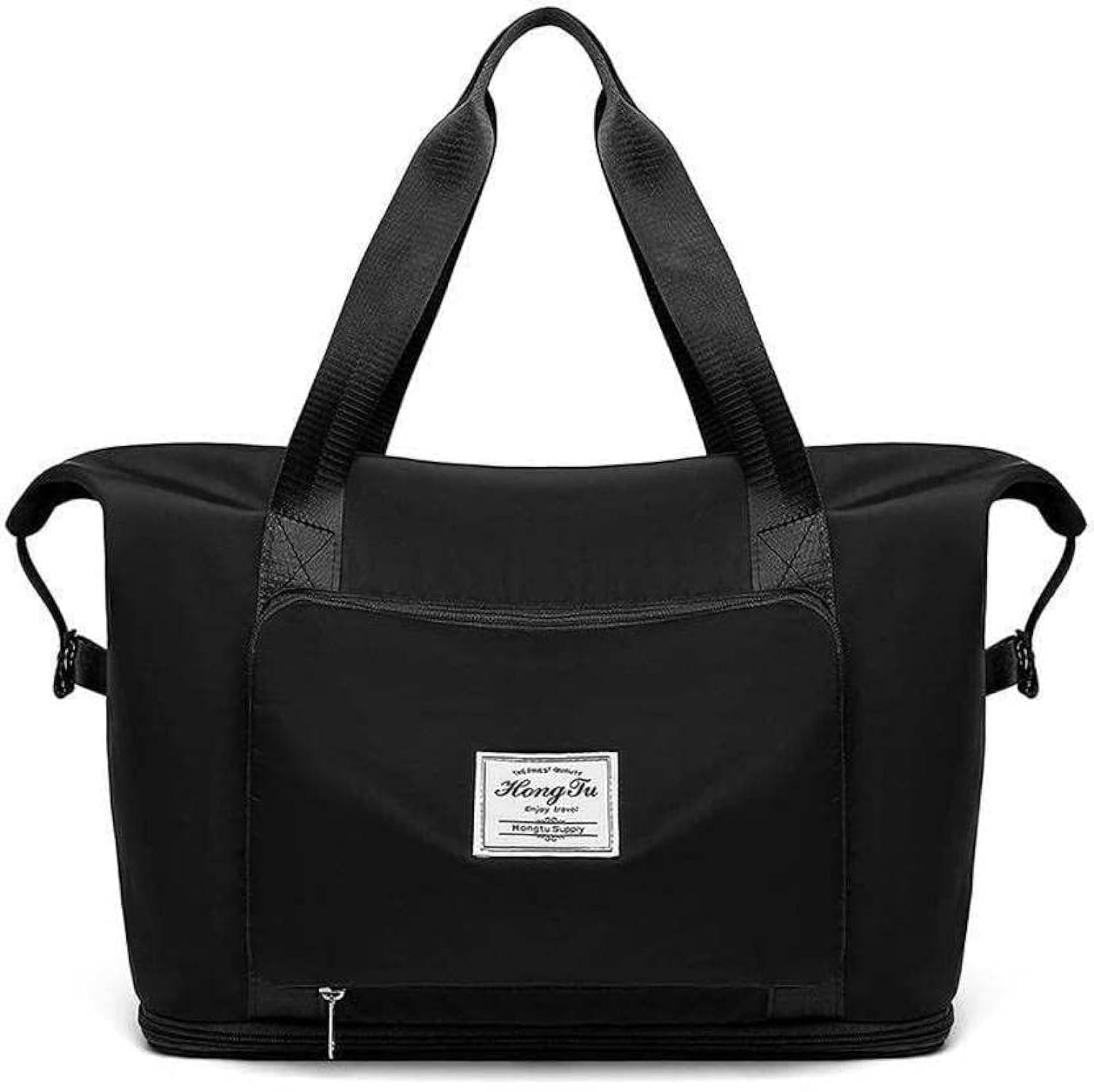 LAVI Travel Nylon Duffel Bag, Expandable Folding Travel Bag & Hand Bag Large Capacity, Lightweight Waterproof Multipurpose Sport Duffle Carry Overnight Luggage Bag for Men and Women (Black) Set Of 1