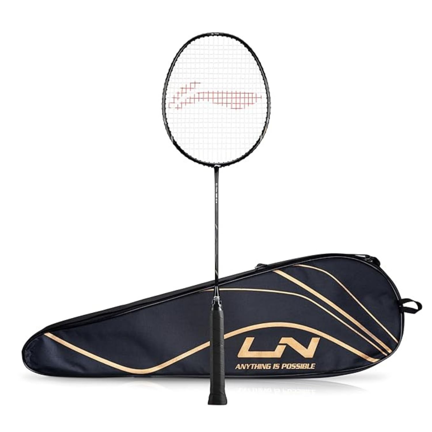 Li-Ning G-TEK 38 GX Badminton Racquet – Strung, Graphite Frame with Cover | Lightweight, Durable, Ideal for Intermediate Players | Black