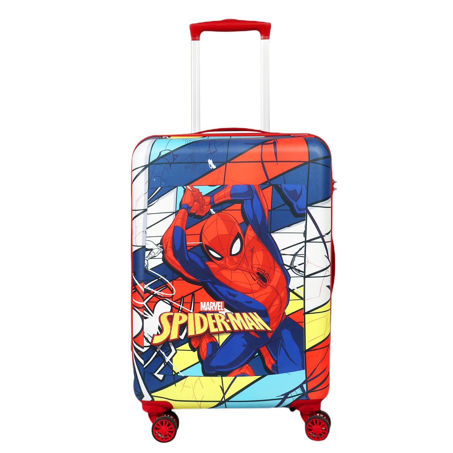 NOVEX Marvel Spider-Man Kids Trolley Bag for Travel | Red & Blue, 18-Inch Polycarbonate Luggage | Spinner Suitcase With 4 Wheel – 360° Rotating | Unique Bags for Boys, Easy to Carry
