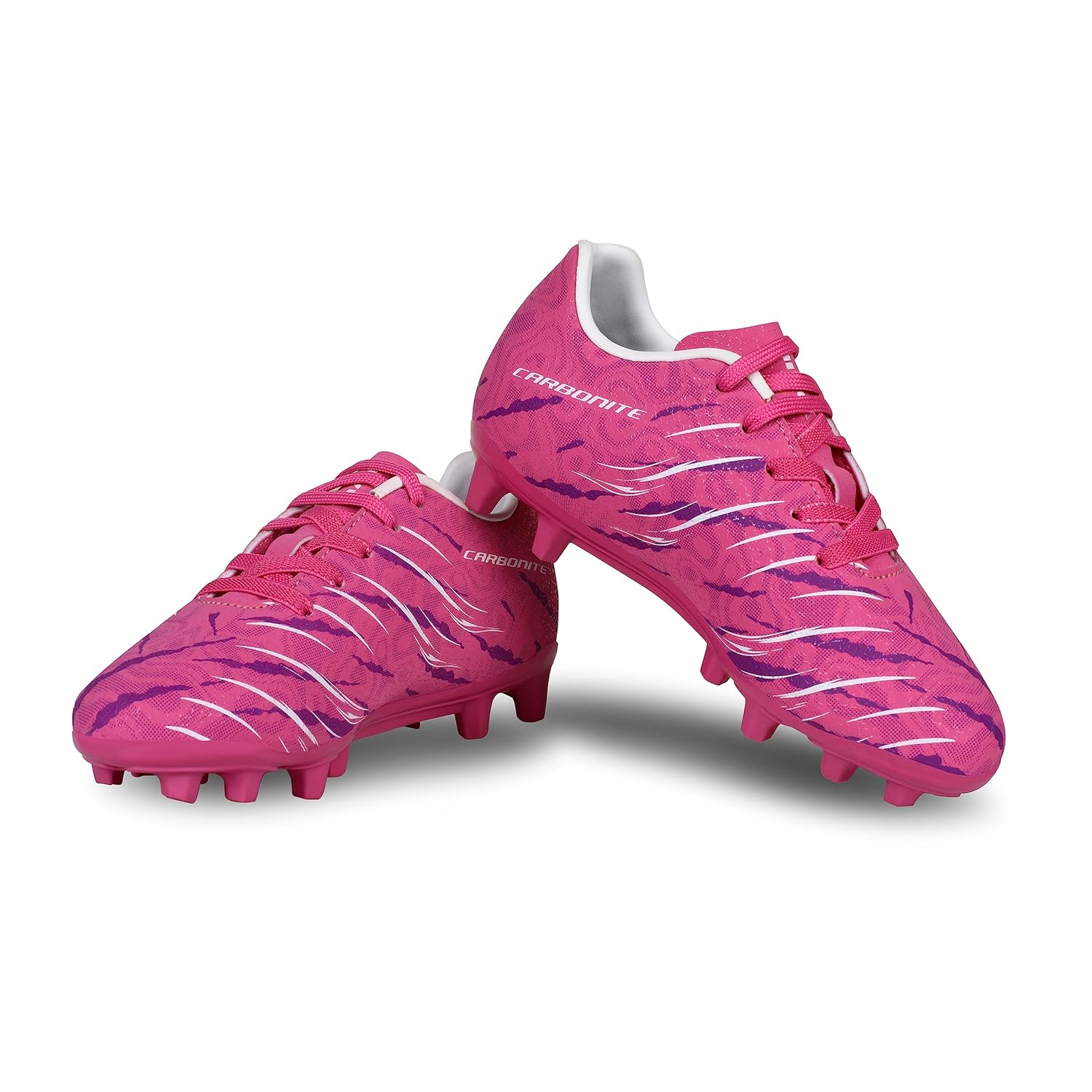 Nivia Carbonite 6.0 Kids Football Stud/Football Shoe for Kids/Comfortable Shoe/Lightweight Shoe (Black/Fuchsia Rose/Sulphur Green)