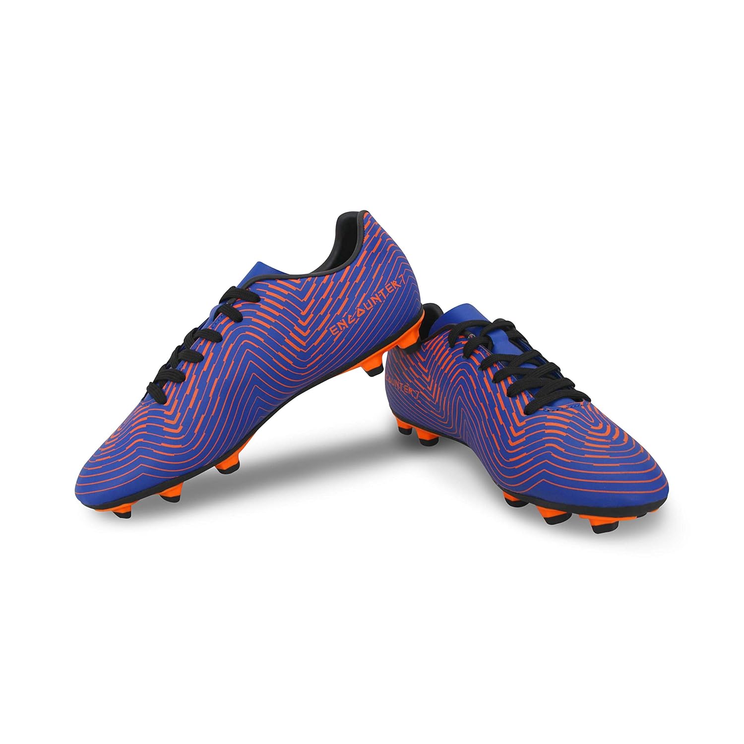 Nivia Encounter 7 Football Shoes for Men, Blue, Orange, 8