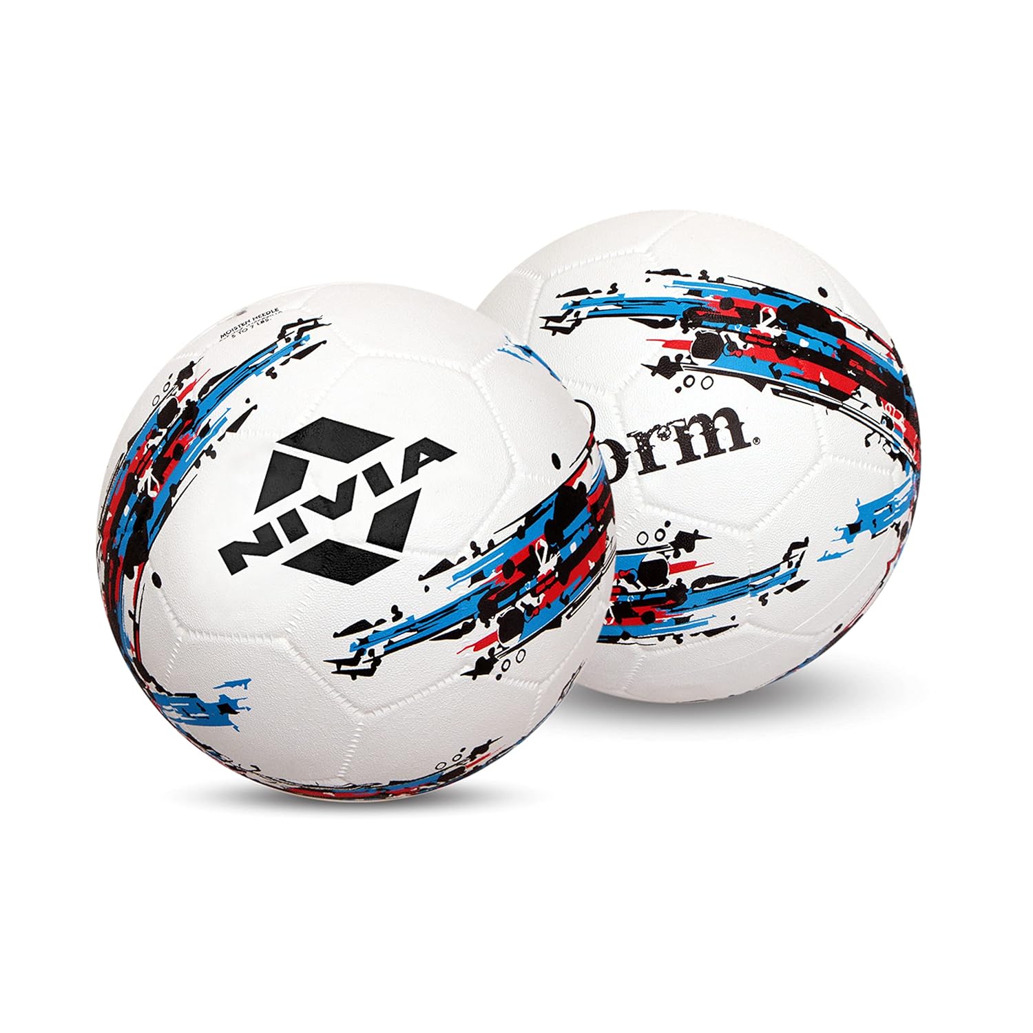 Nivia Storm Rubber Moulded Football (White) Size – 5 Pack of 2