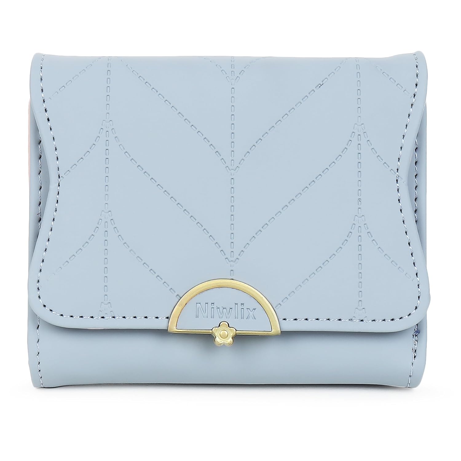 Niwlix Leather Slim Mini Wallet – Fashion Card Coin Clutch Wallet For Women, Girls (Blue)