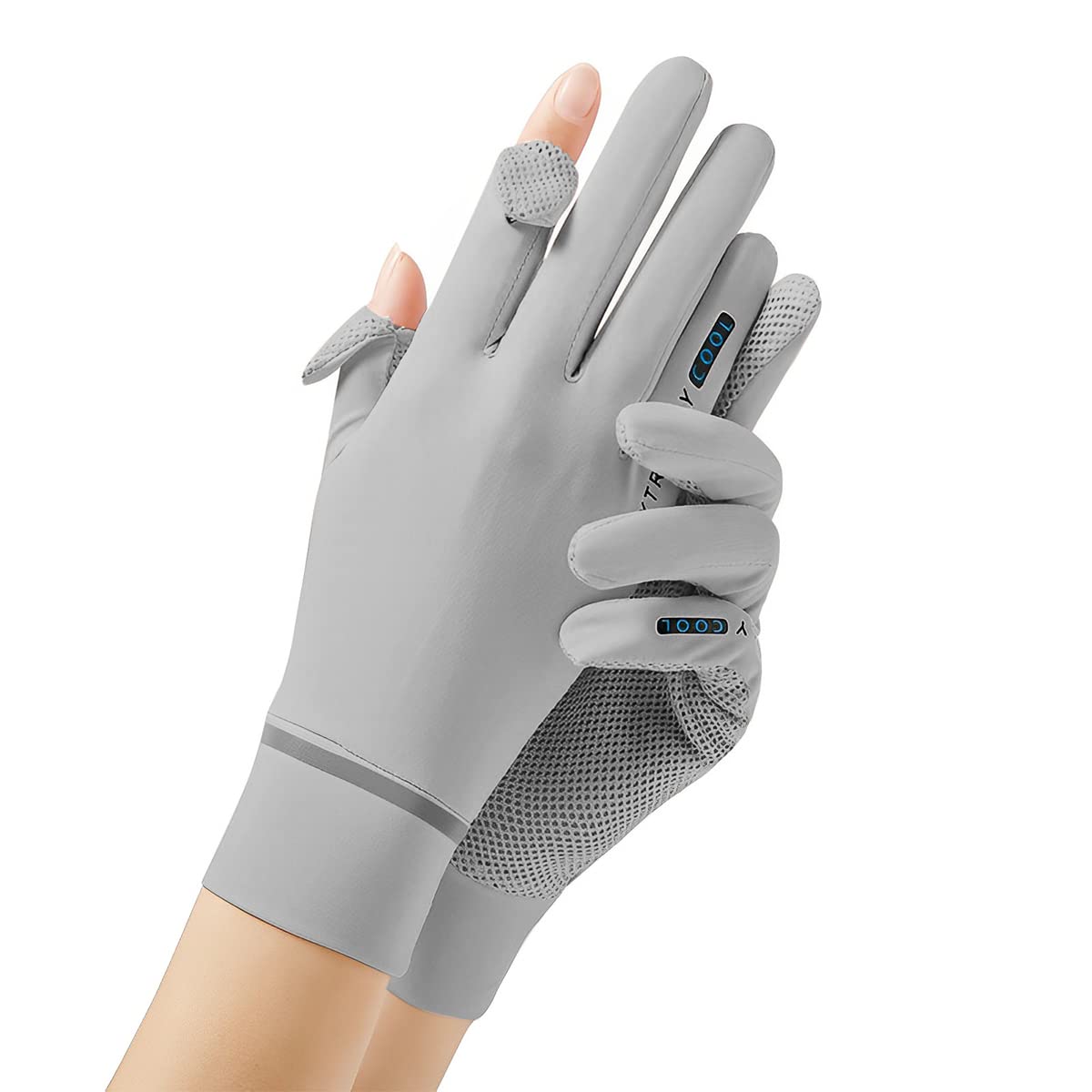 PALAY Women’s Silk UV Protection Gloves – UPF 50+ Sun Gloves for Driving, Cycling & Fishing, Non-Slip Touchscreen Grips, Breathable & Lightweight (Grey)