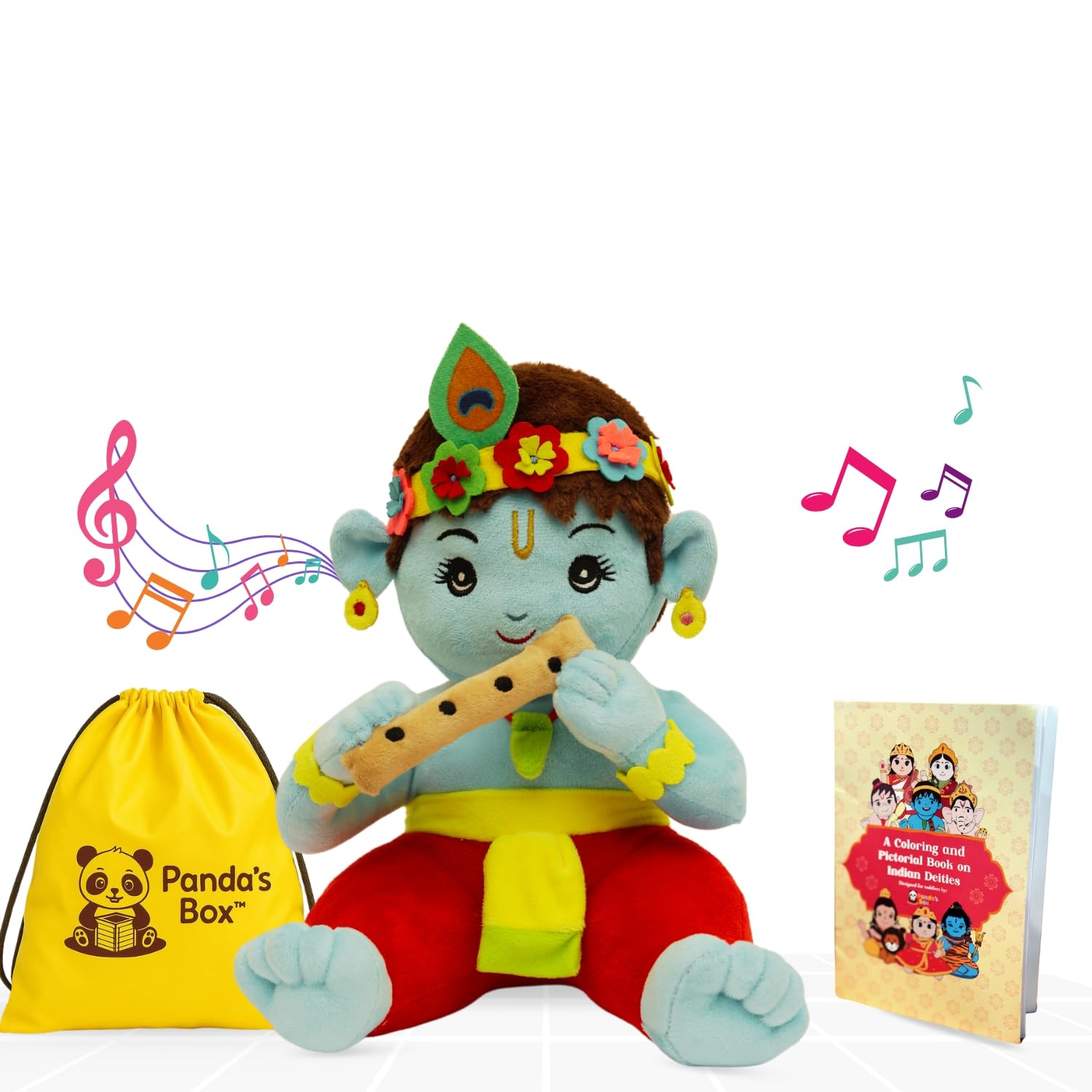 Panda’s Box Mantra Chanting Baby Krishna (28 CM) | Musical Soft Plush Toy | Best Gift for Infants, Toddlers & Babies