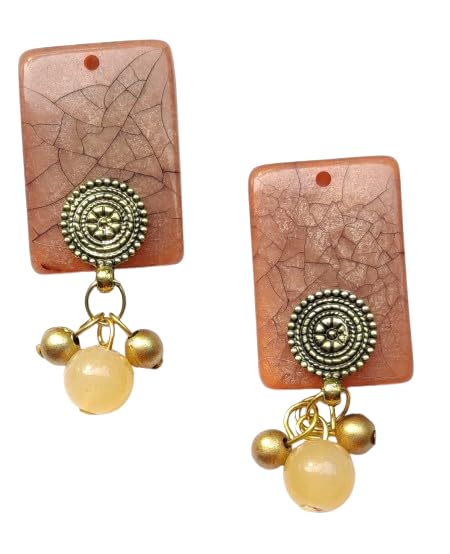 Paushak Boutique Designer Peach & Golden Hanging Button (Set of 1)