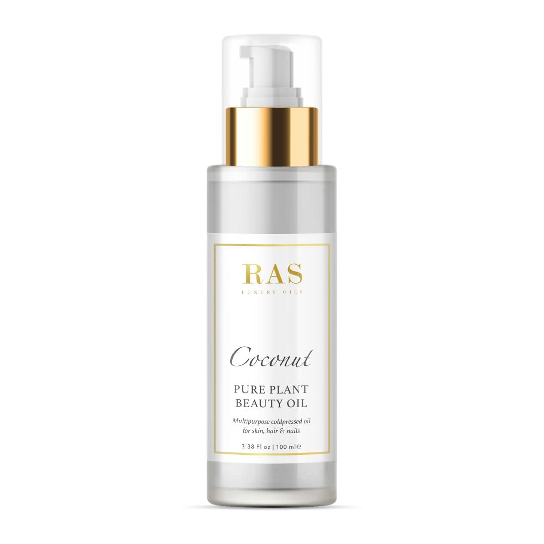 RAS Luxury Oils Coconut Pure Plant Beauty Oil | Cold pressed for Skin, Hair & Nails | Organic, Natural and Pure | Helps to Reduced Dryness For All Skin Types | Vegan, Toxin & Cruelty Free | 100ml