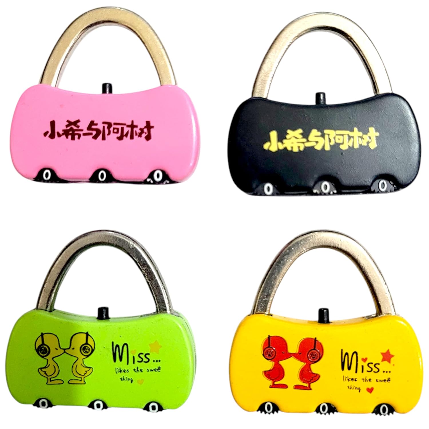 SHAKTISM Mini 3-Digit Combination Lock, Multicolour Metal Padlock for Bags and Luggage, Randome Design and olour Dispatched -1Pc