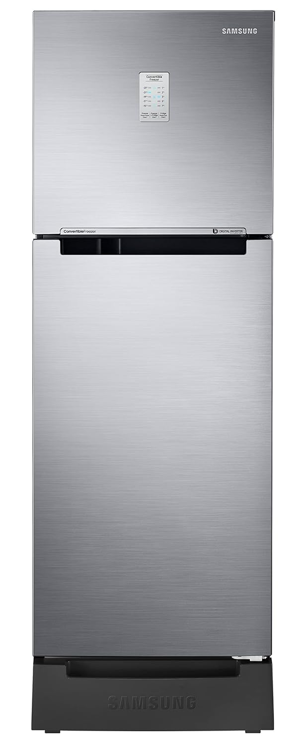 Samsung 236L 2 Star Inverter Frost-Free Convertible 3 In 1 Double Door Refrigerator Appliance (RT28C3832S8/HL,Elegant Inox), Base Stand Drawer