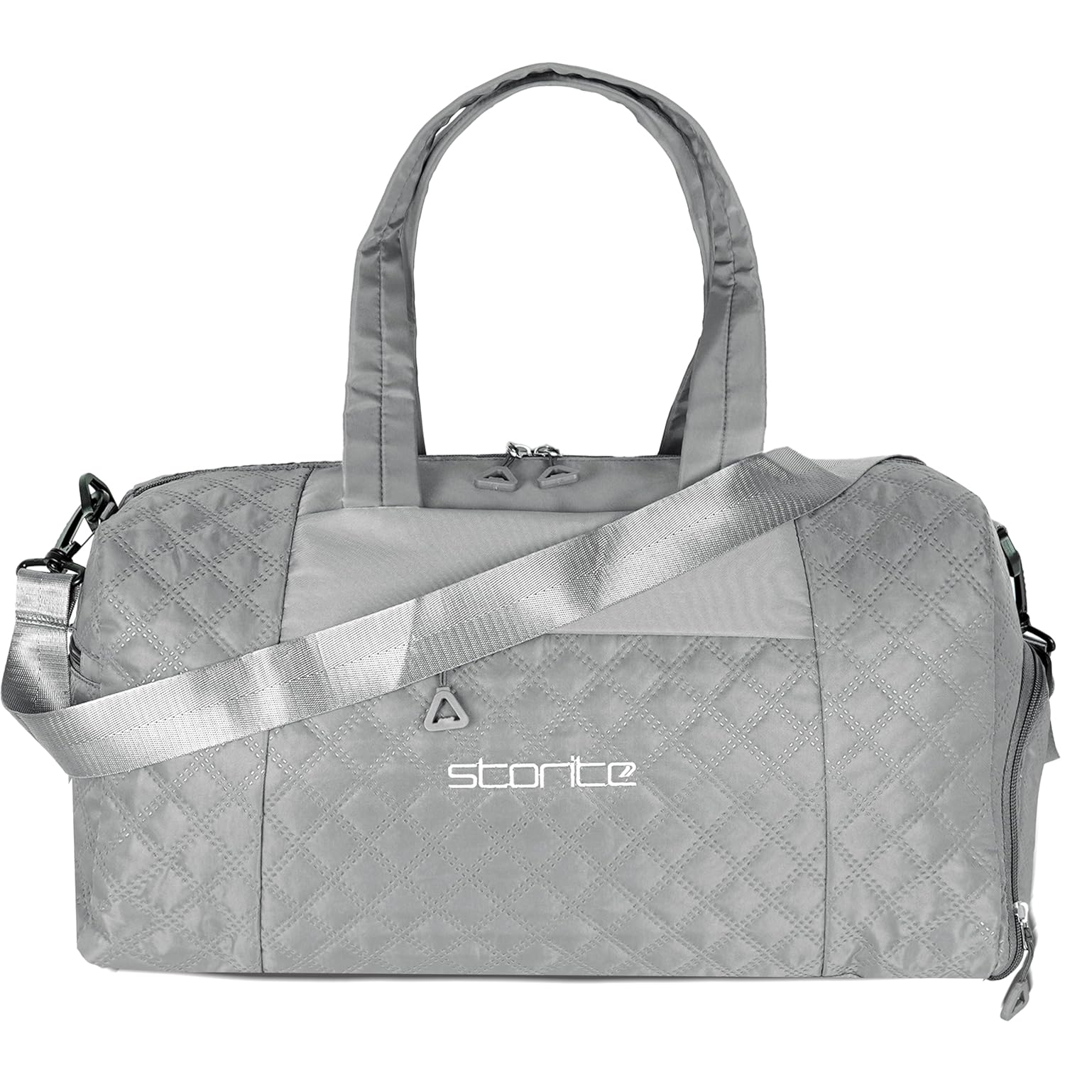 Storite 42 Cm Imported Multi Purpose Travel Duffle Bag for Women with Dry and Wet Pocket, Lightweight Waterproof Luggage Bag with Shoe Compartment (Grey)