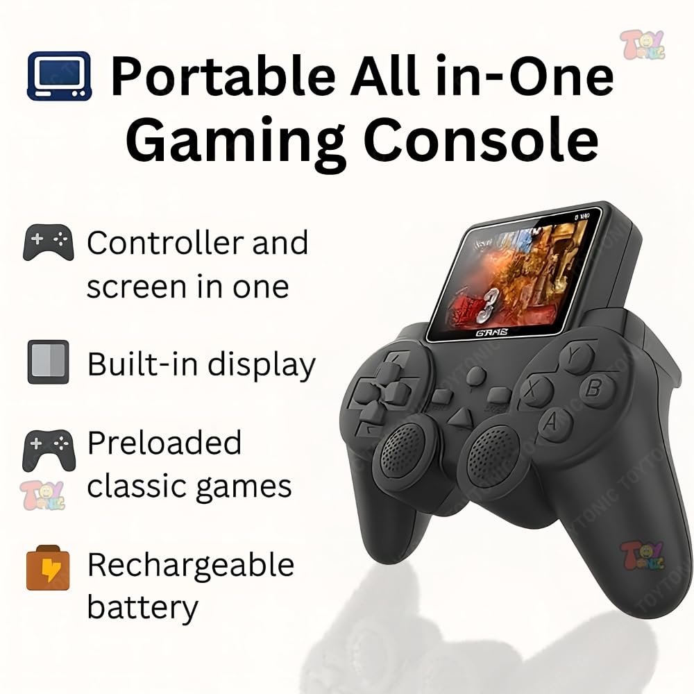 TOYTONIC Handheld Gaming Console for Kids & Adults | 520 Classic Built-in Games | Retro Video Game Player | Portable, Rechargeable, TV Output | Toy & Gift for Boys Girls Ages 6-14 | Mini Game Box