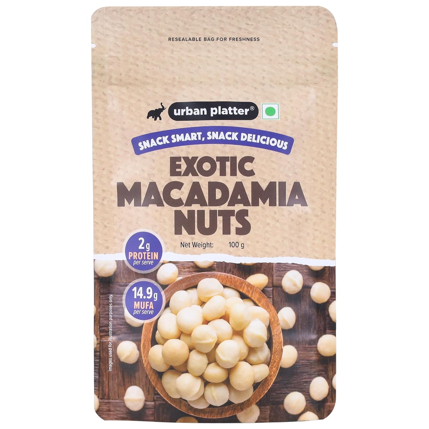 Urban Platter Bold and Exotic Macadamia Nuts, 100g (Grade A, Crunchy, Perfect for Guilt-Free Snacking)