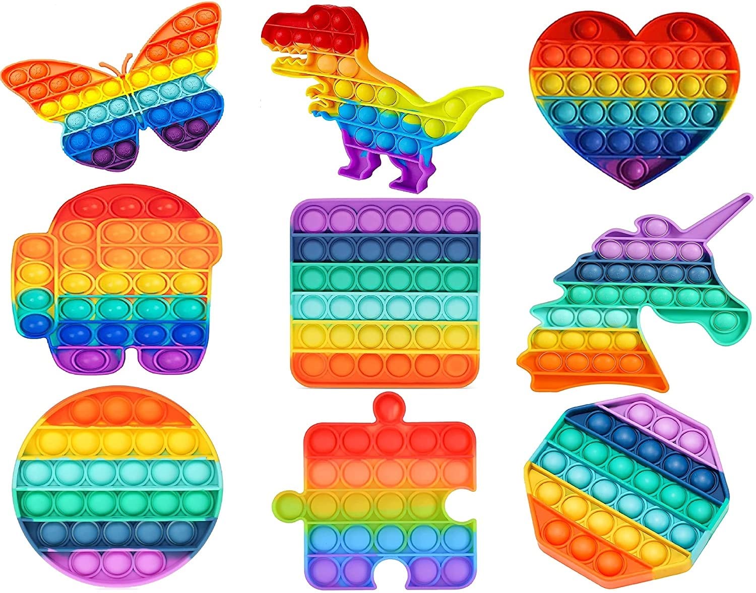 VGRASSP Pop It Fidget Sensory Toys, Stress Relief Silicone Pressure Relieving, Squeeze Novelty Gifts for Kids Children Adults – Pack of 1, Color As Per Stock (Random Design)