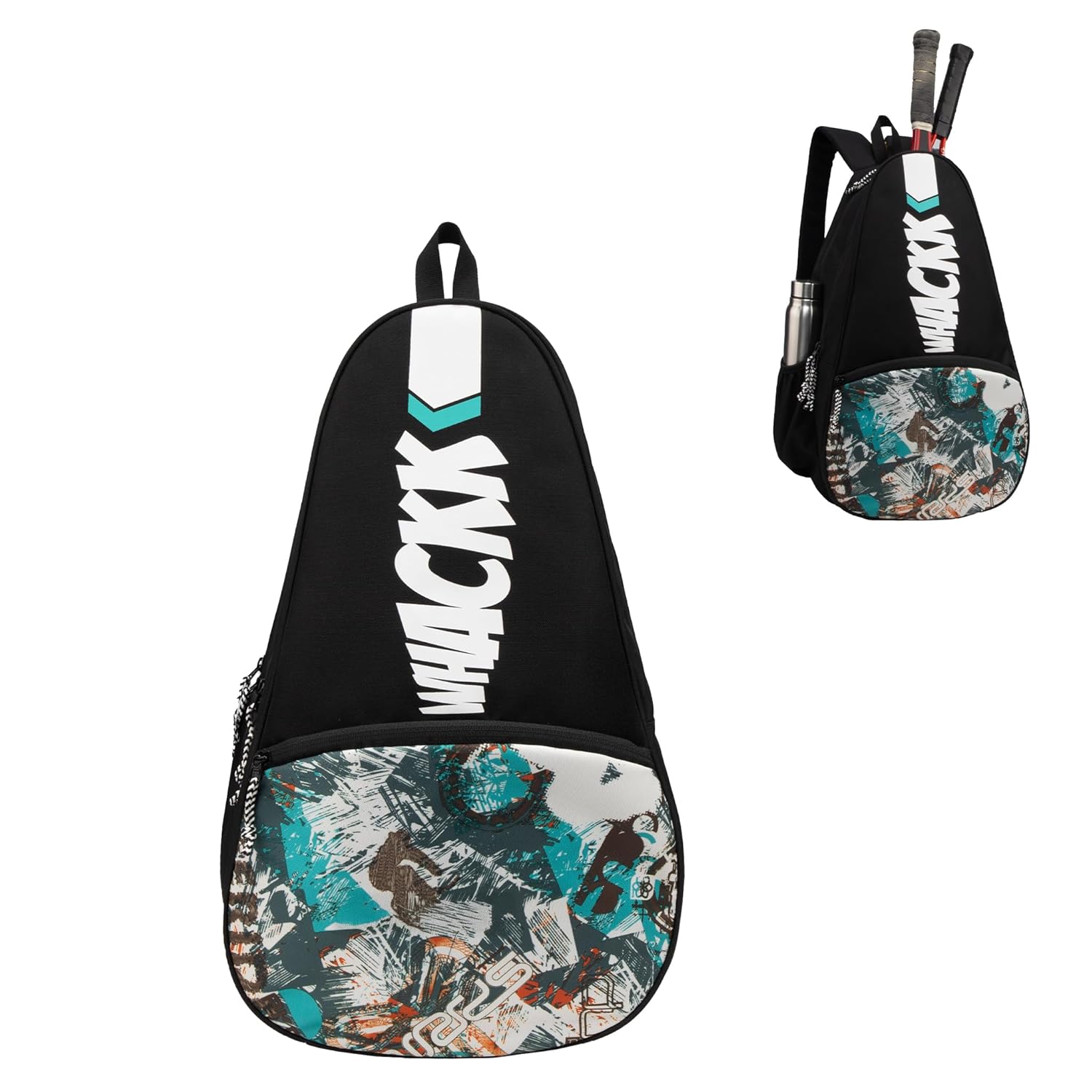 WHACKK Ace 28L Unisex Lightwieght Stylish Tennis Badminton Squash Equipment Kit Bag | Shuttle Bag |Shoe Pocket|Backpack Style | Spacious Storage Compartment|Rackets Tennis-6 Badminton-8 (Printed)