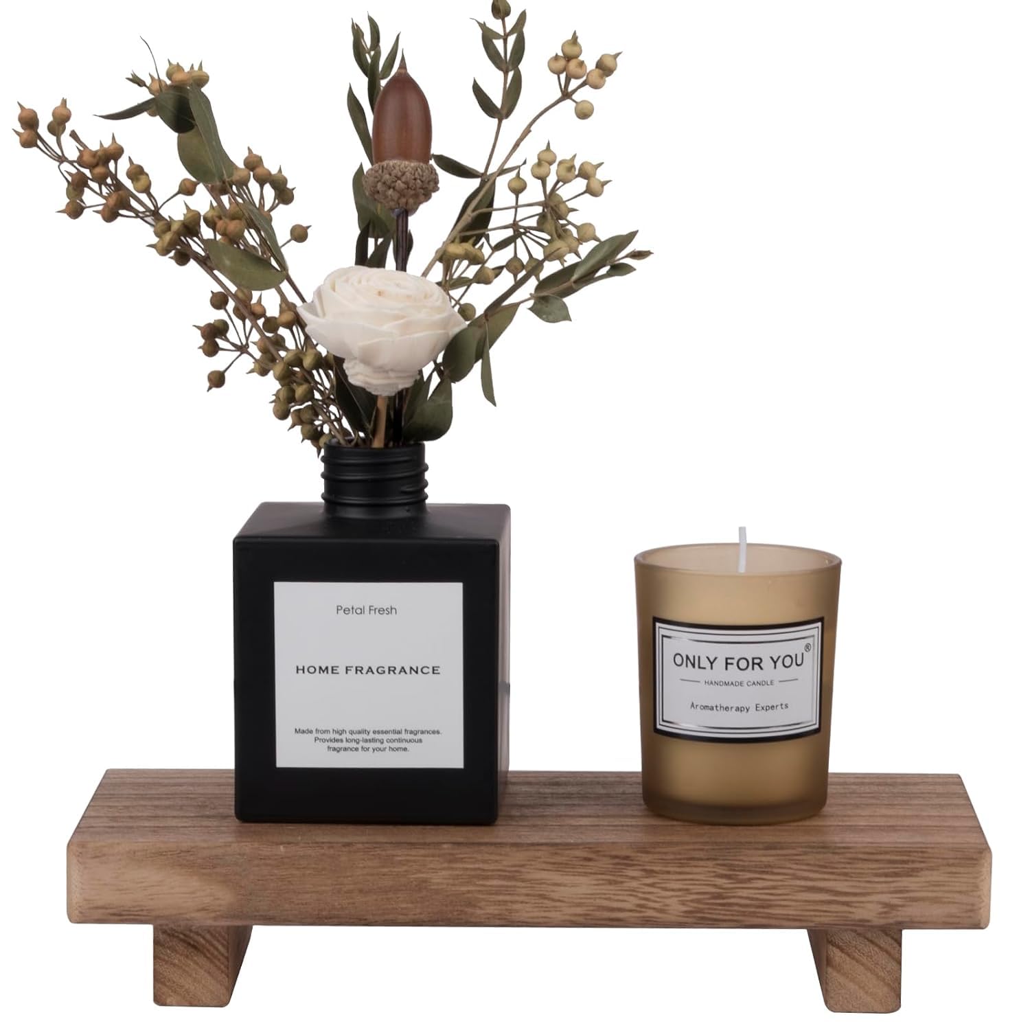 WOOD ART STORE Small Wood Tray Pedestal Stand Farmhouse Bathroom Decor Decorative Wooden Riser Kitchen Soap Dish Holder for Vanity, Counter, Sink, Brown