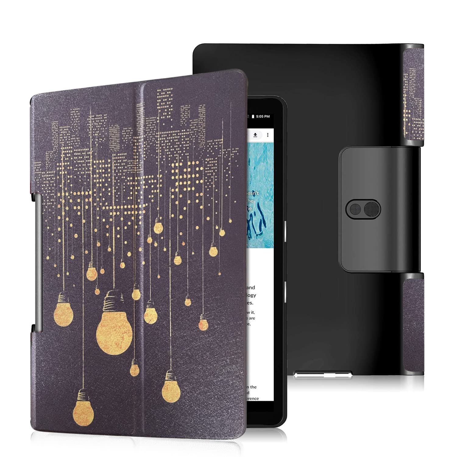 Swook PU Leather Flip case Cover with Auto Wake & Sleep for Lenovo Yoga Tab 11 (YT-J706F) 11 inch Tablet (City Lights)